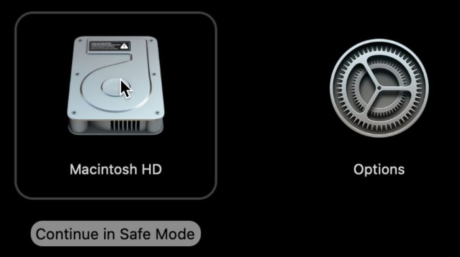 Login screen σε Safe Mode — κόκκινη ένδειξη «Safe Boot» πάνω δεξιά